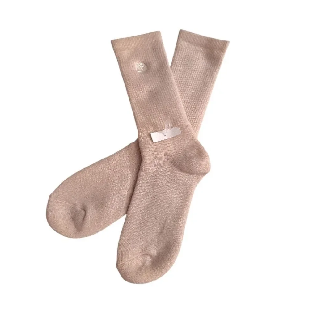 Timberland 2 Pairs Cushioned‎ Boot Socks Logo Pink Grey White Striped NWT